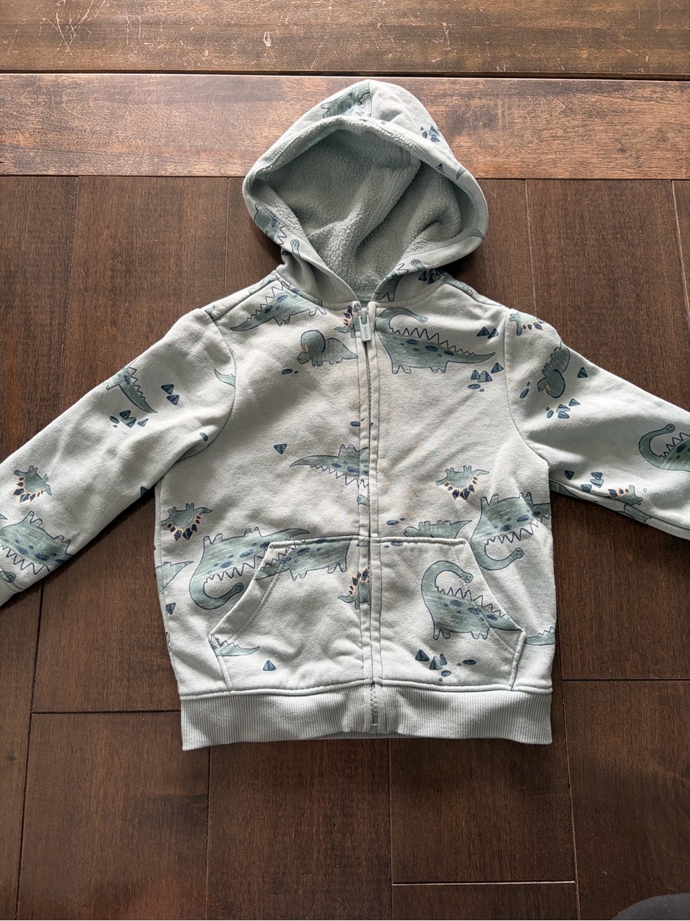 Kids Light Blue dinosaures Print Zip Hoodie